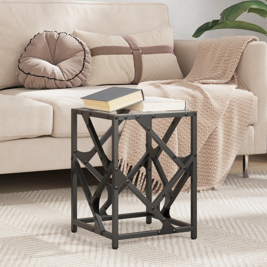 Salontafel met transparant glazen blad 30x30x41 cm staal