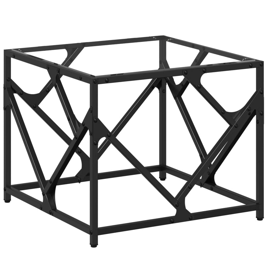 Salontafel met transparant glazen blad 50x50x41 cm staal