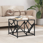 Coffee table with transparent glass top 50x50x41 cm steel