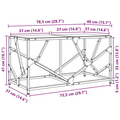 Salontafel met transparant glazen blad 78,5x40x41 cm staal