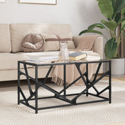 Salontafel glas 78,5x40x41 cm staal bewerkt hout