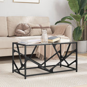 Salontafel zwart glas 78,5x40x41 cm staal
