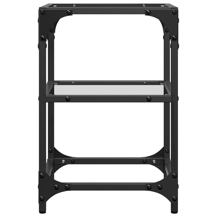 Salontafel met transparant glazen blad 30x30x45 cm staal