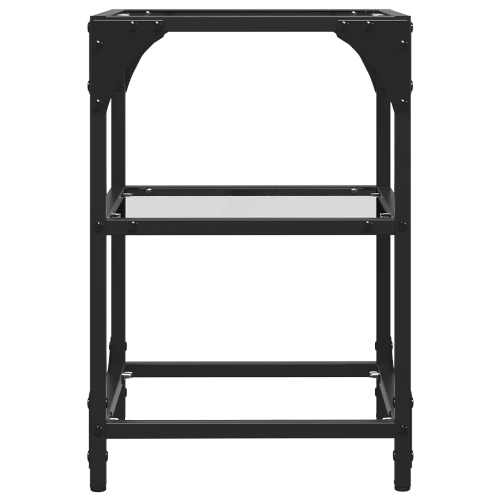 Salontafel met transparant glazen blad 30x30x45 cm staal