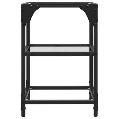 Salontafel met transparant glazen blad 30x30x45 cm staal