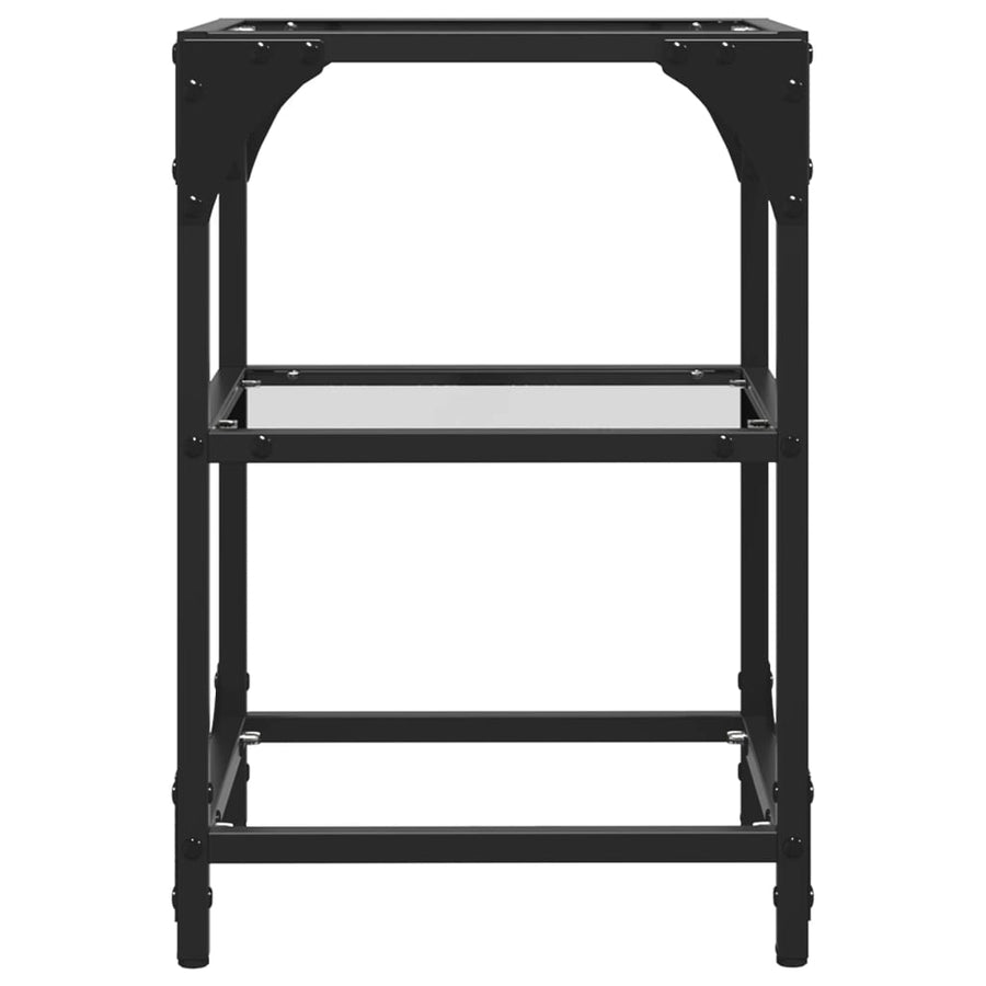Salontafel met transparant glazen blad 30x30x45 cm staal