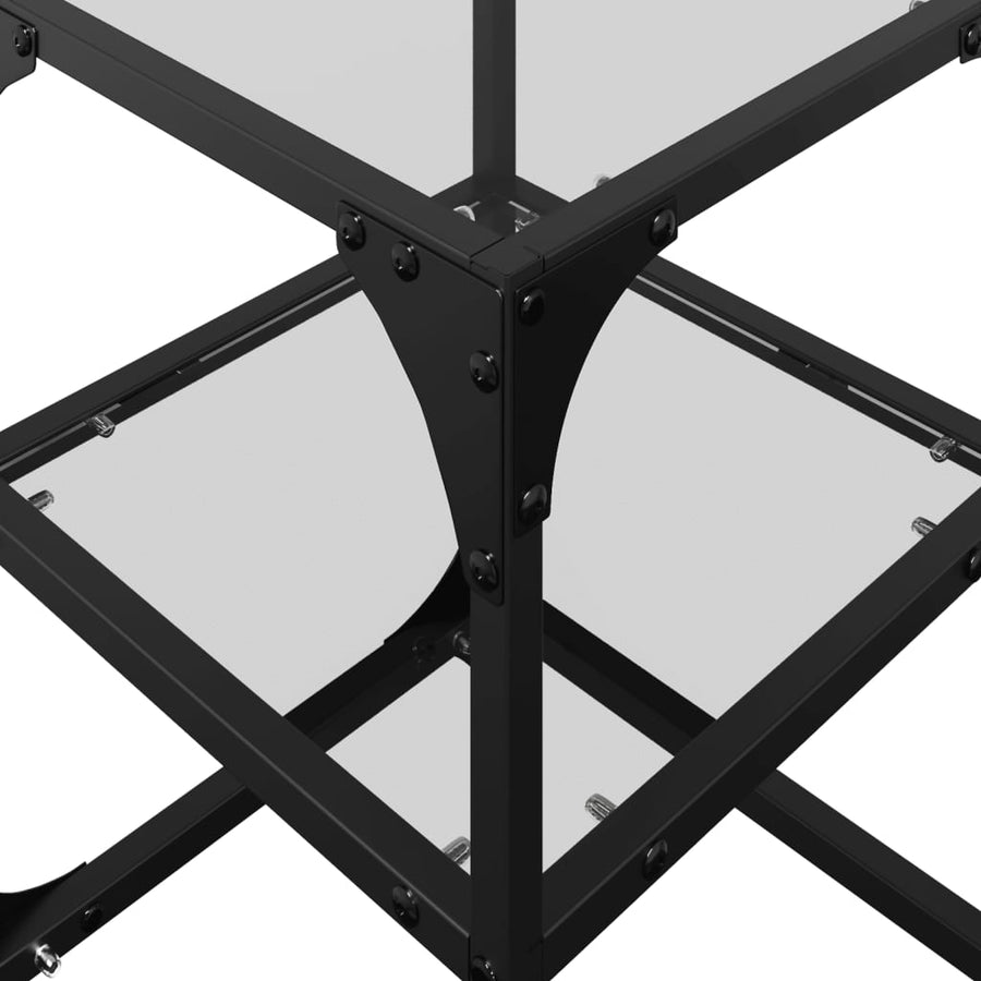 Salontafel met transparant glazen blad 30x30x45 cm staal