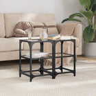 Coffee tables, set of 2, with transparent glass top 30x30x45 cm steel