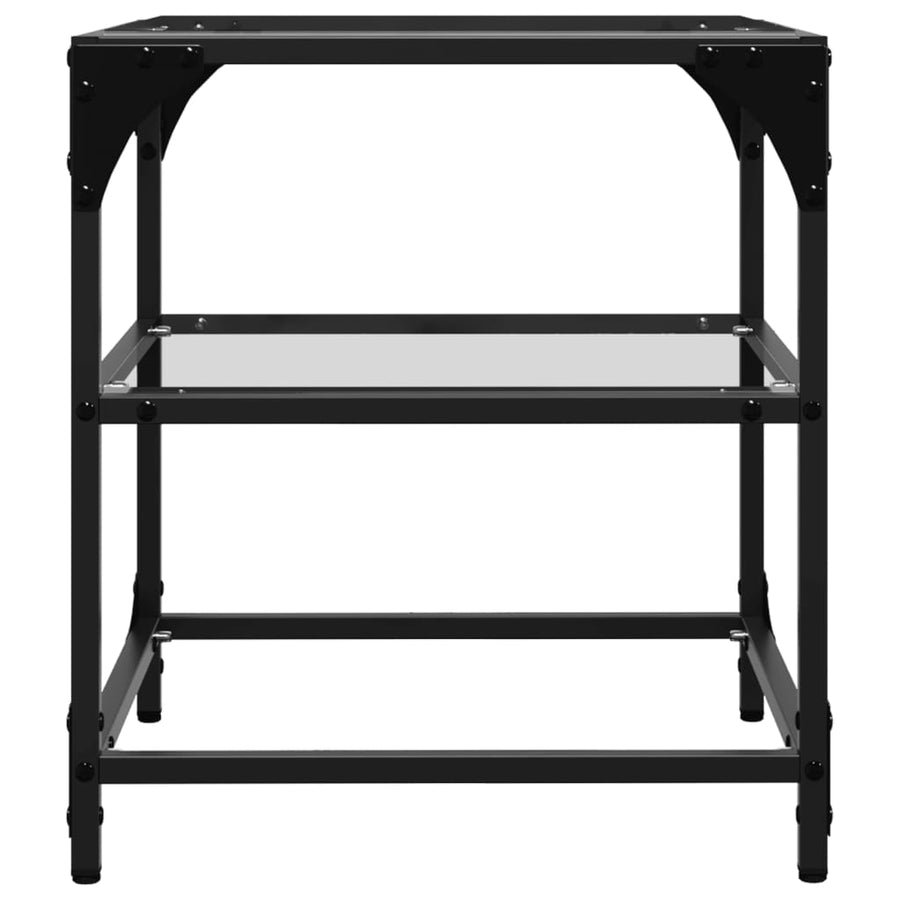 Salontafel met transparant glazen blad 40x40x45 cm staal