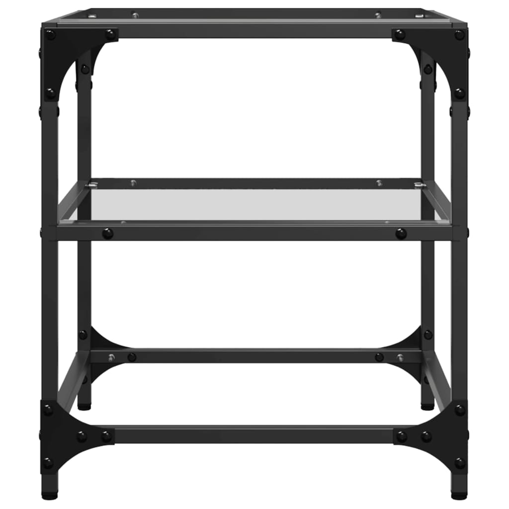 Salontafels 2 st met transparant glazen blad 40x40x45 cm staal