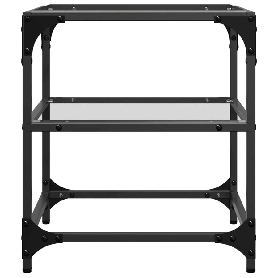 Salontafels 2 st met transparant glazen blad 40x40x45 cm staal