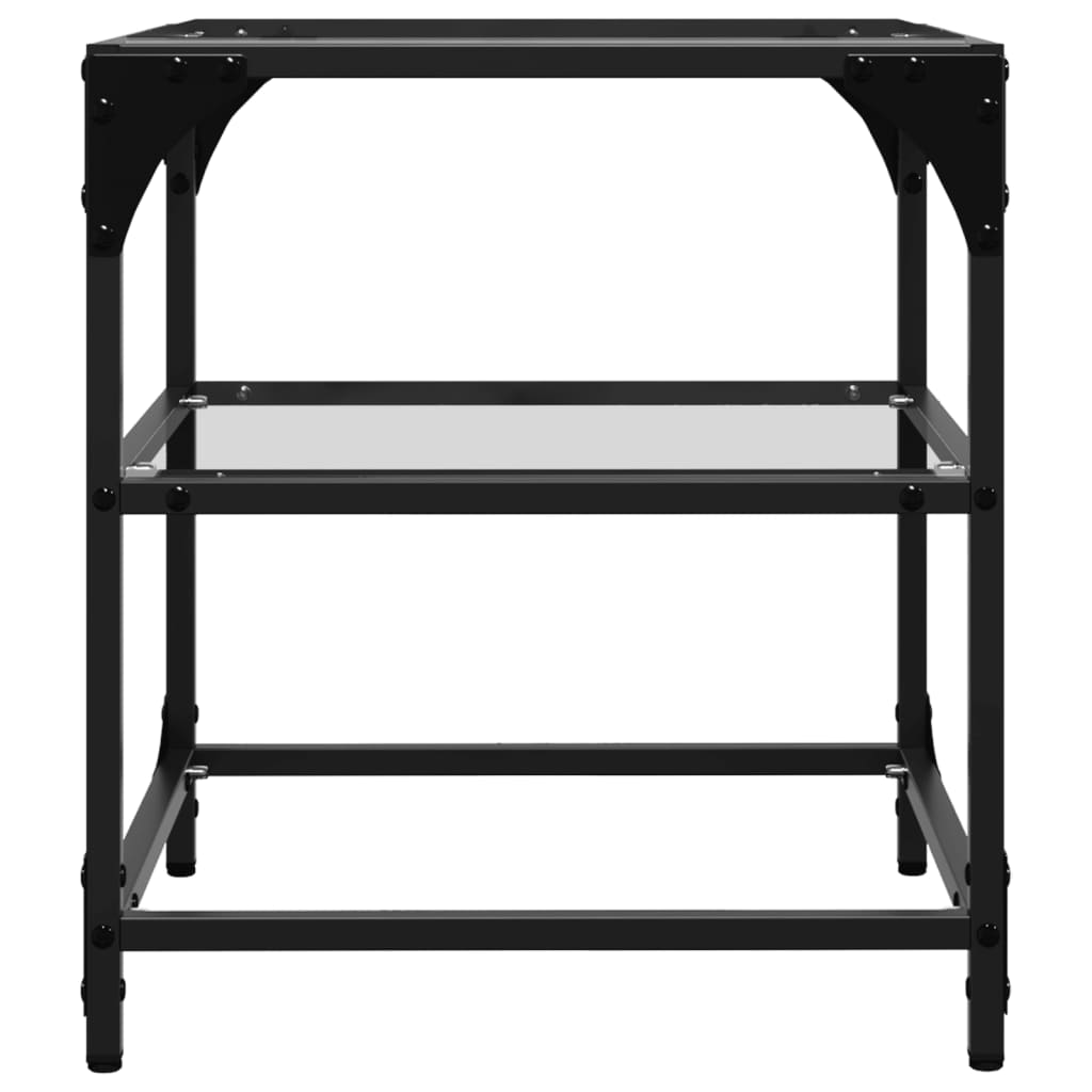 Salontafels 2 st met transparant glazen blad 40x40x45 cm staal
