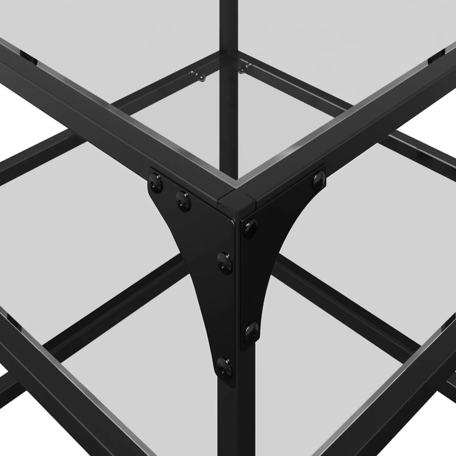 Salontafels 2 st met transparant glazen blad 40x40x45 cm staal