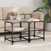Salontafel 40x40x45 cm glas staal 2 stuks
