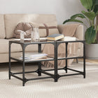 Coffee tables 2 pcs with black glass top 40x40x45 cm steel