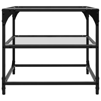 Salontafels 2 st met transparant glazen blad 50x50x45 cm staal