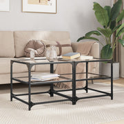 Salontafel set 2 stuks 50x50x45 cm glas staal