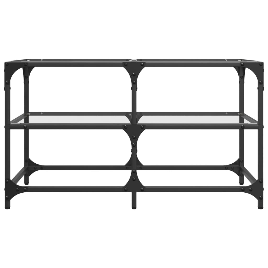 Salontafel met transparant glazen blad 78,5x40x45 cm staal