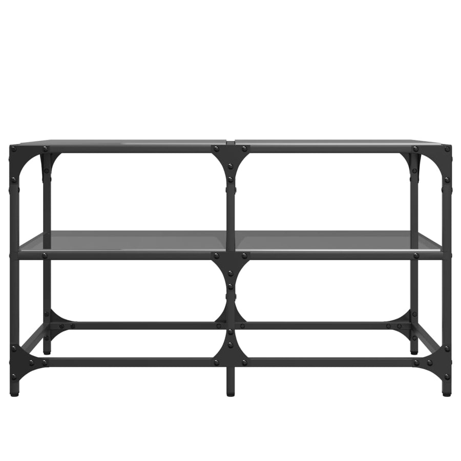 Salontafel met zwart glazen blad 78,5x40x45 cm staal