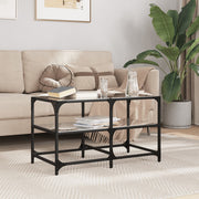 Salontafel 78,5x40x45 cm zwart glas staal