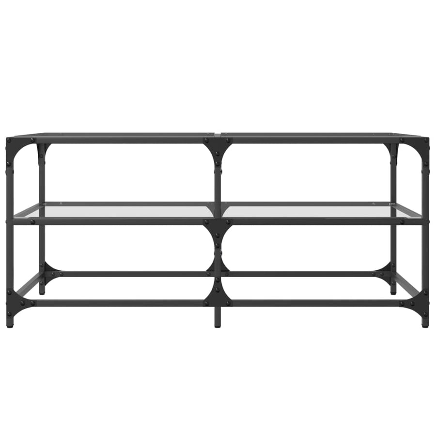 Salontafel met transparant glazen blad 98,5x50x45 cm staal