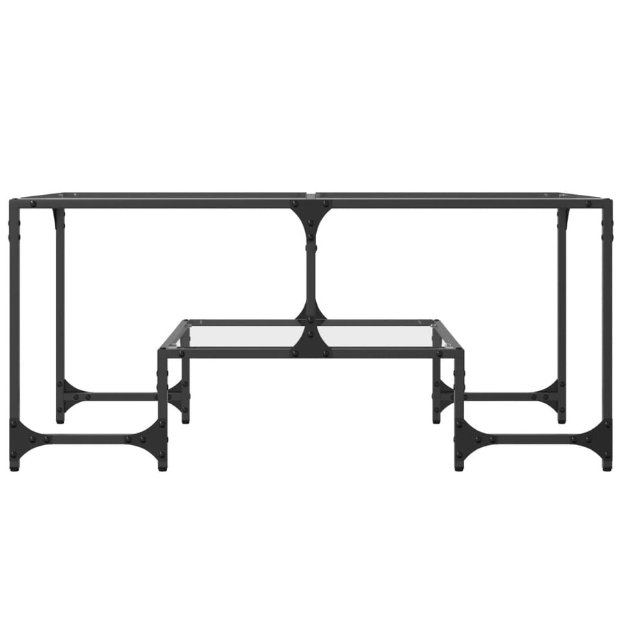 Salontafel met transparant glazen blad 98,5x50x45 cm staal