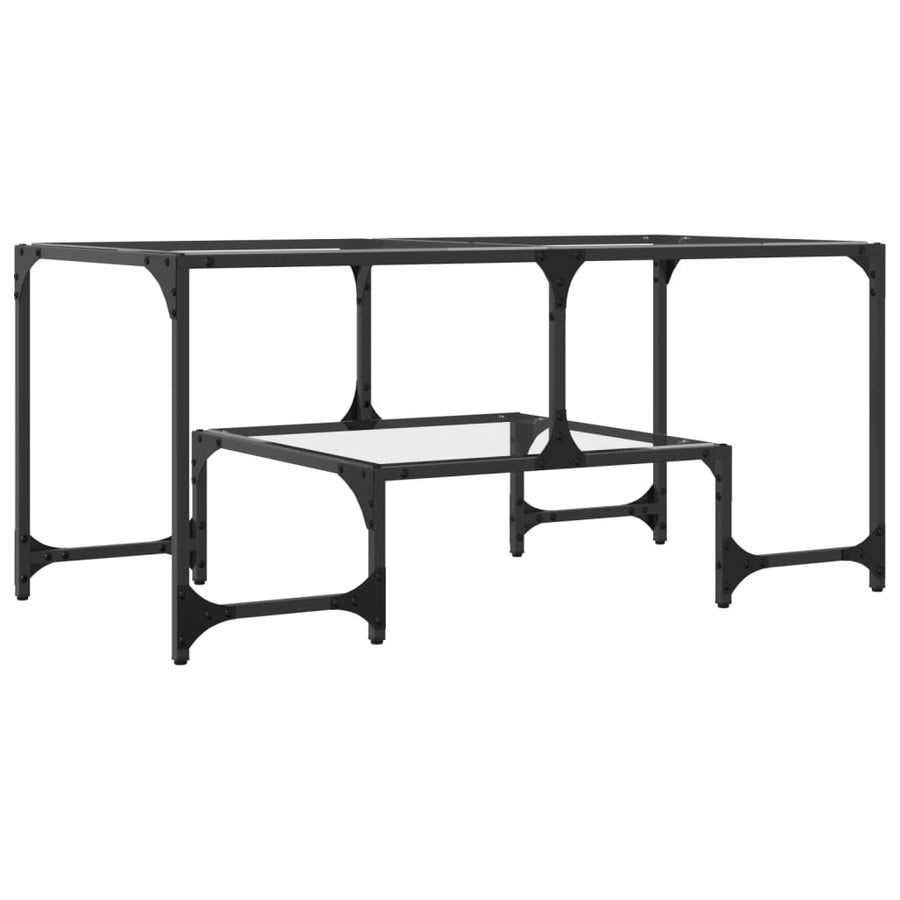 Salontafel met transparant glazen blad 98,5x50x45 cm staal