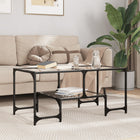 Coffee table with transparent glass top 98.5x50x45 cm steel