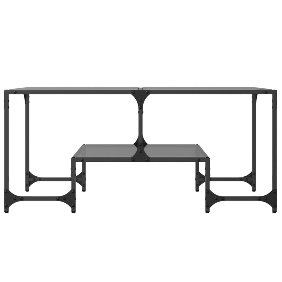 Salontafel met zwart glazen blad 98,5x50x45 cm staal