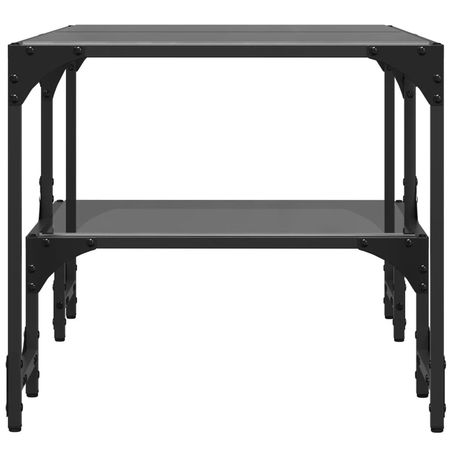 Salontafel met zwart glazen blad 98,5x50x45 cm staal