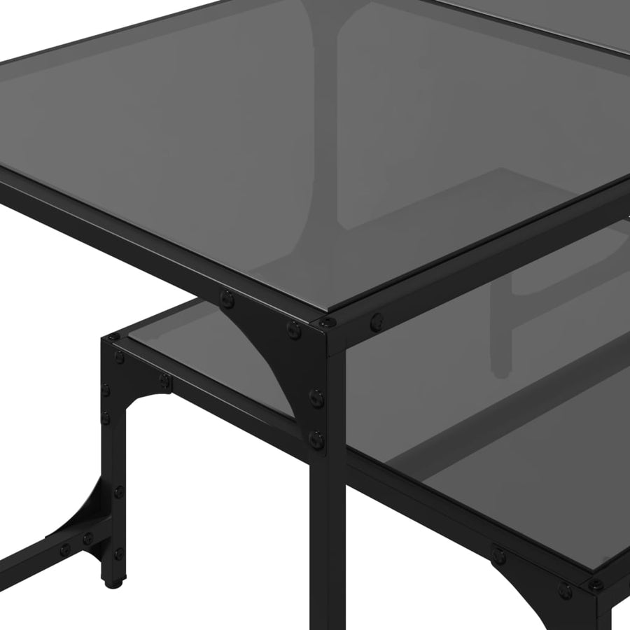 Salontafel met zwart glazen blad 98,5x50x45 cm staal