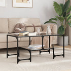 Salontafel zwart glas 98,5x50x45 cm staal