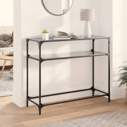 Wandtafel 98x35x81 cm zwart glas staal
