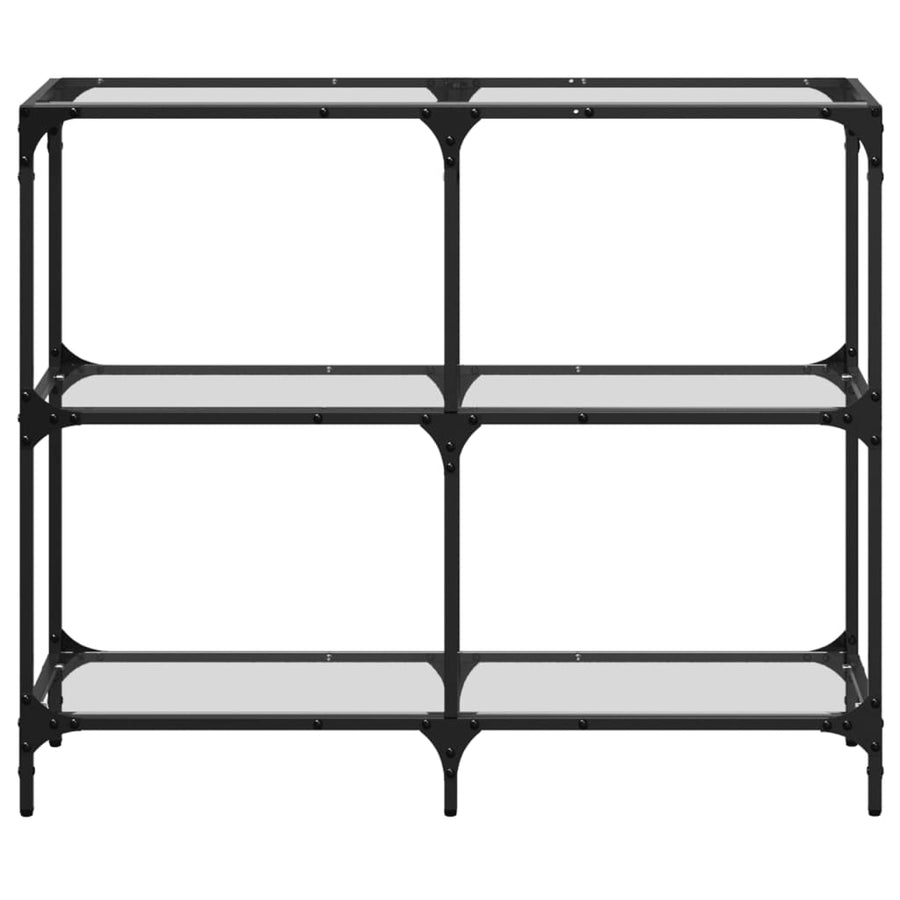 Wandtafel met transparant glazen blad 98x30x81 cm staal