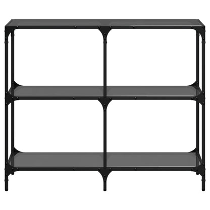 Wandtafel met zwart glazen blad 98x30x81 cm staal