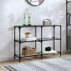 Console table with clear glass top 118.5x30x81 cm steel