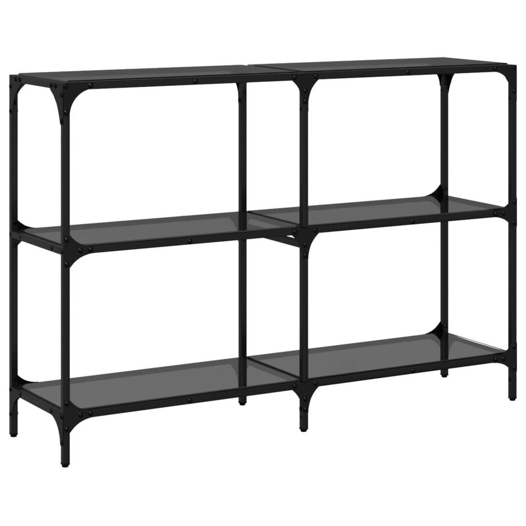 Wandtafel met zwart glazen blad 118,5x30x81 cm staal