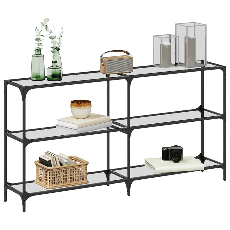 Wandtafel met transparant glazen blad 158,5x30x81 cm staal