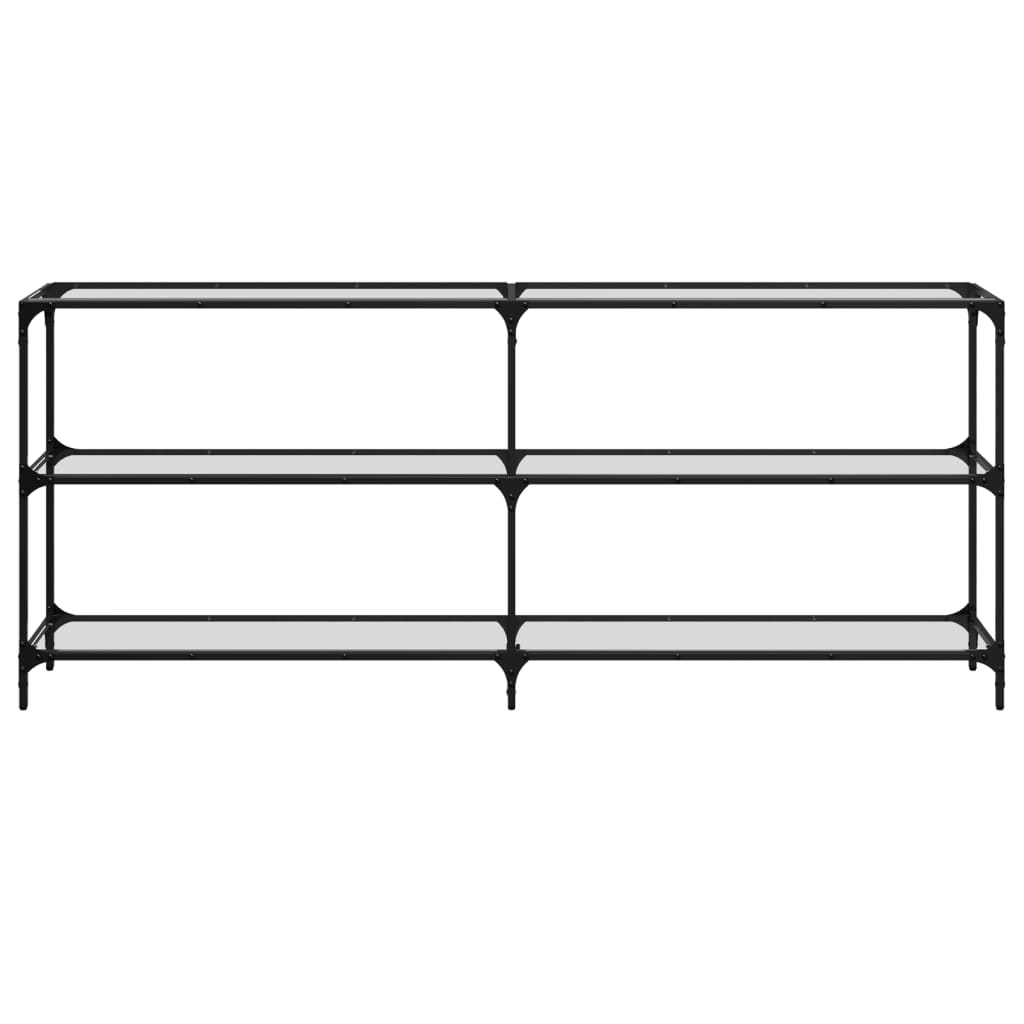 Wandtafel met transparant glazen blad 194,5x30x81 cm staal