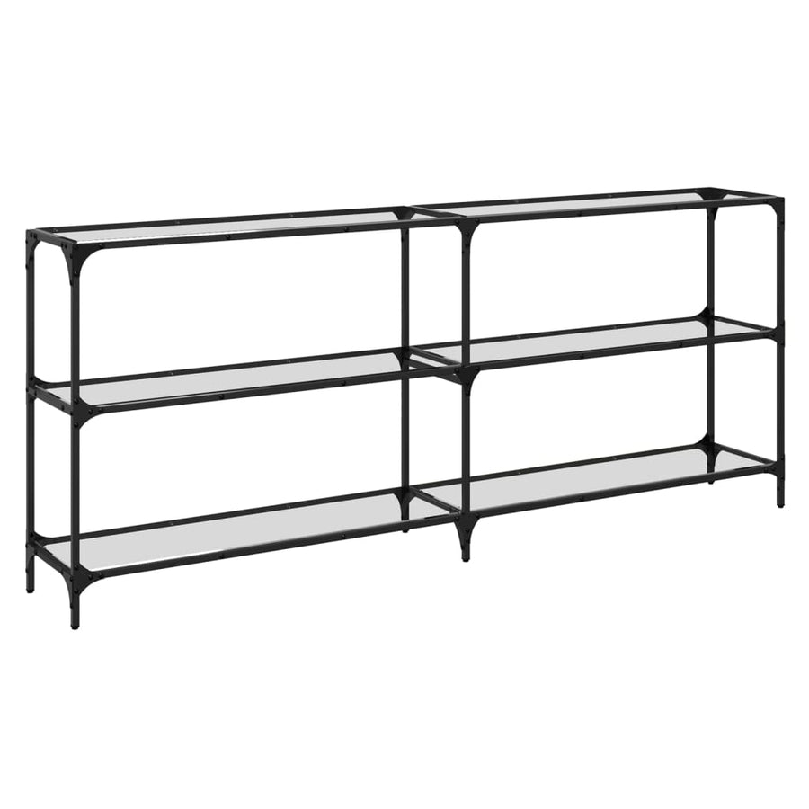 Wandtafel met transparant glazen blad 194,5x30x81 cm staal