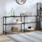 Console table with transparent glass top 194.5x30x81 cm steel