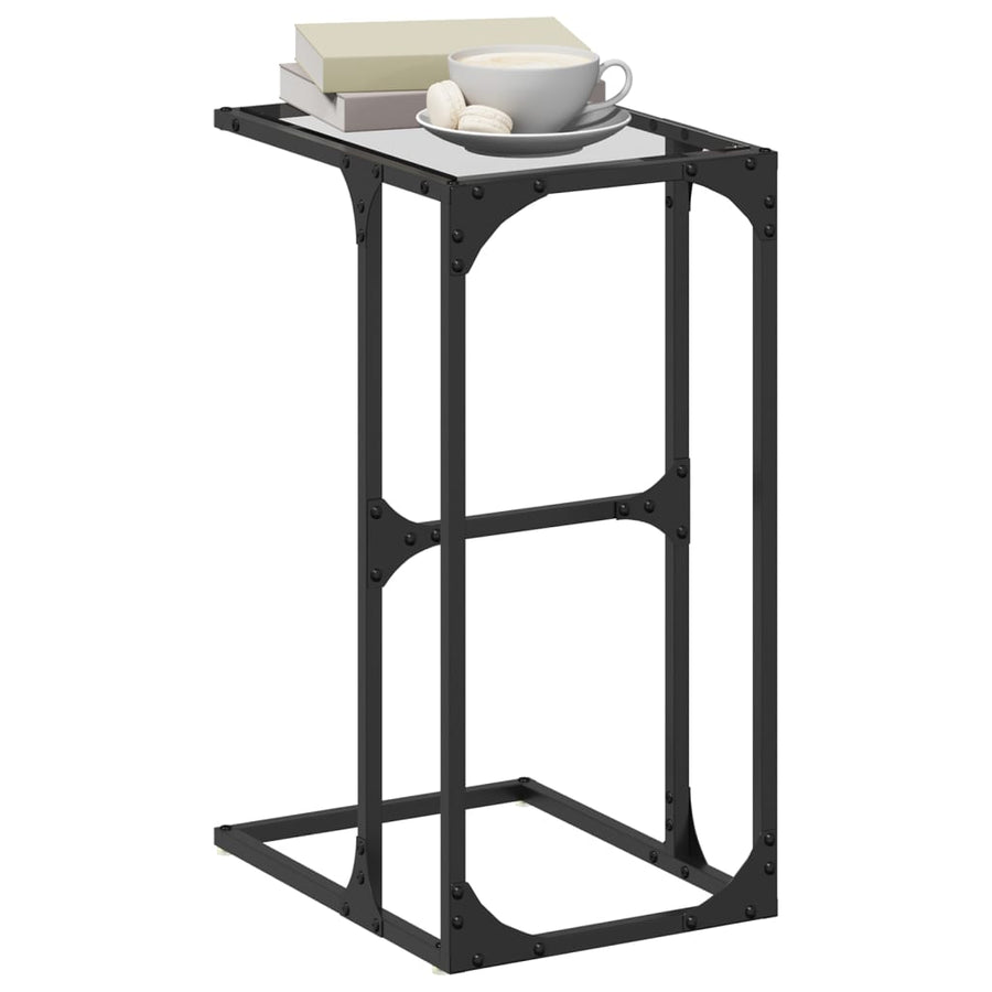 Bijzettafel met transparant glazen blad 40x30x61,5 cm staal