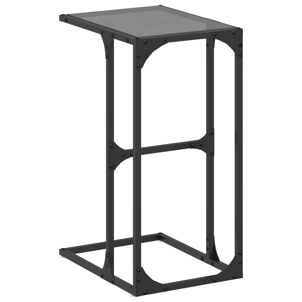 Bijzettafel met zwart glazen blad 40x30x61,5 cm staal