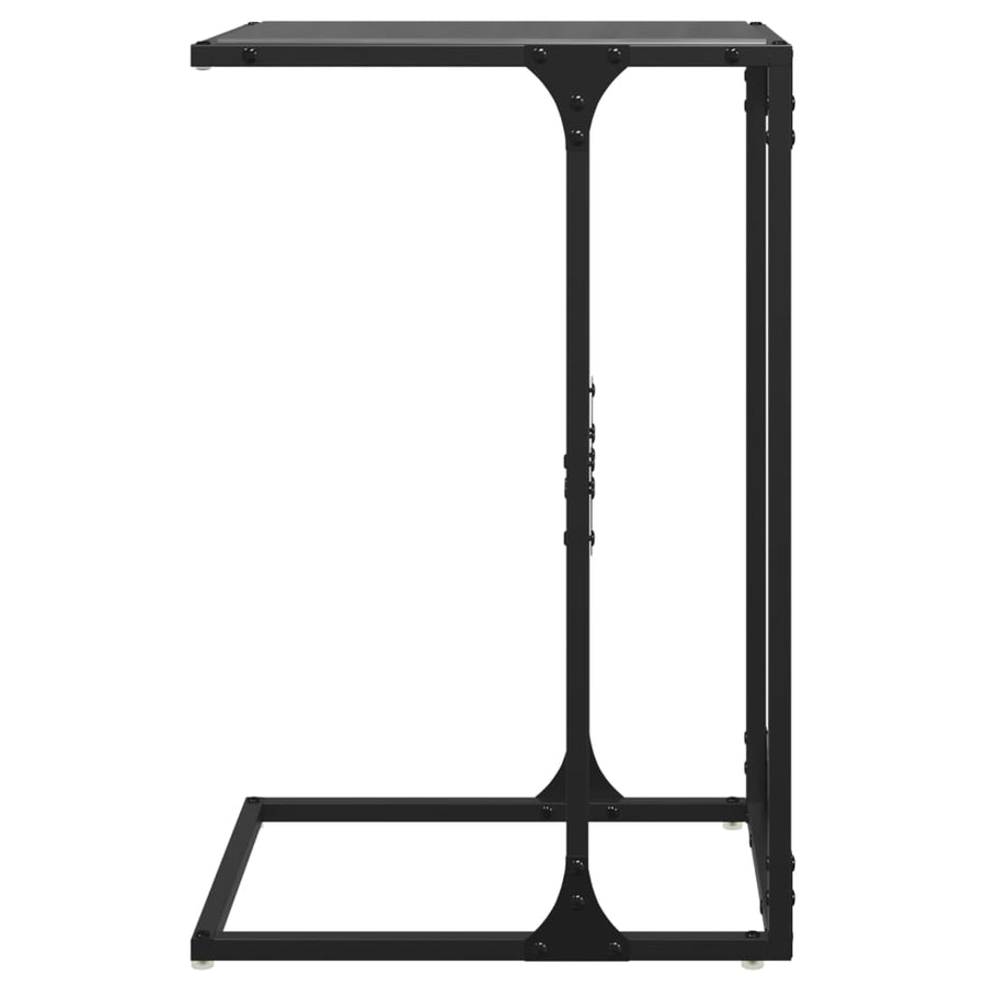 Bijzettafel met zwart glazen blad 40x30x61,5 cm staal