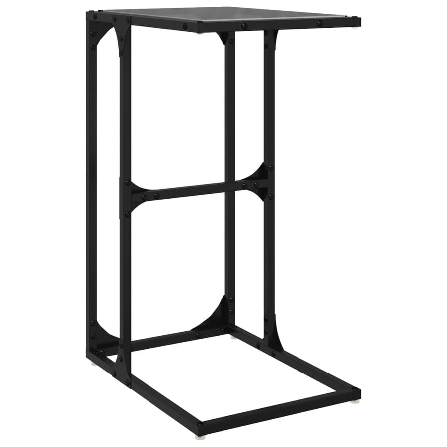 Bijzettafel met zwart glazen blad 40x30x61,5 cm staal