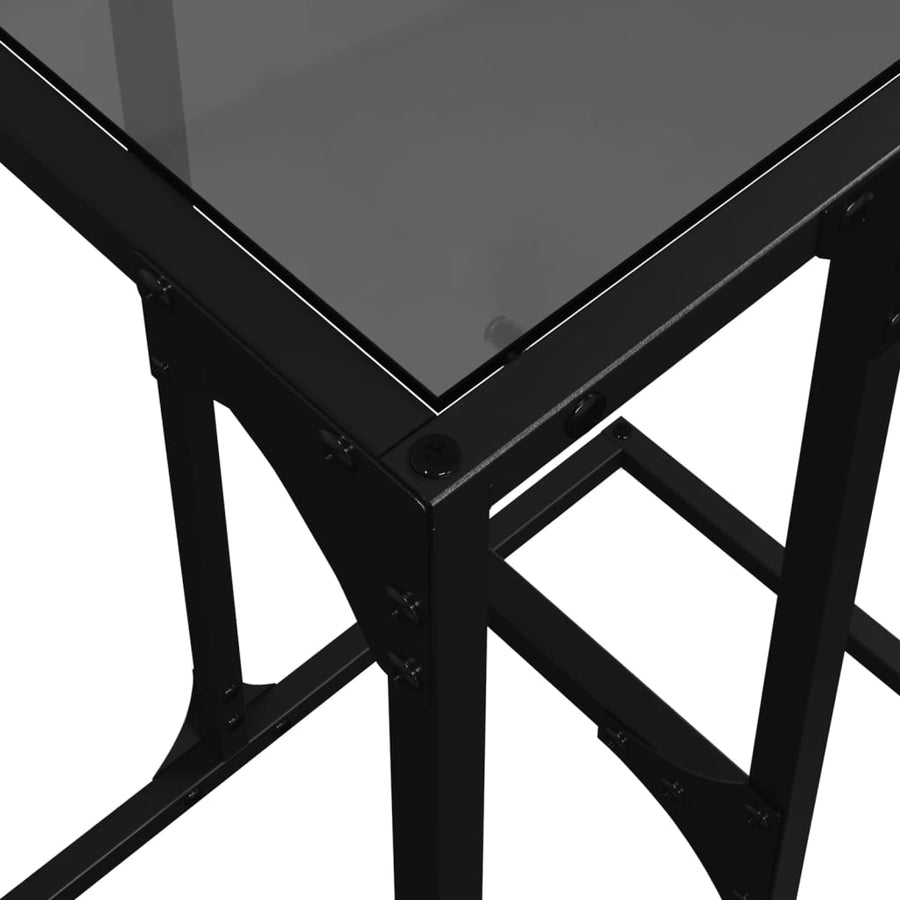 Bijzettafel met zwart glazen blad 40x30x61,5 cm staal