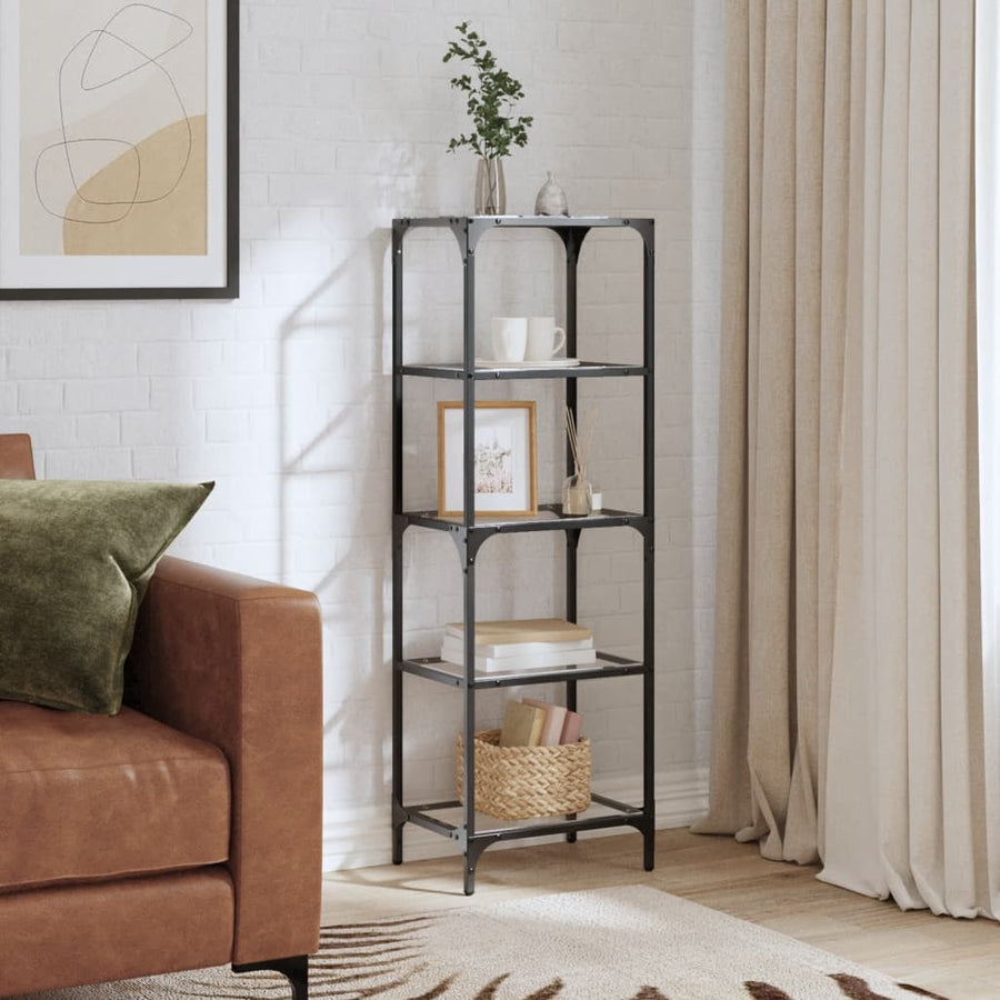 Opbergrek met transparant glazen blad 40x30x123 cm staal