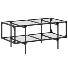 Salontafel met transparant glazen blad 98,5x50x45 cm staal