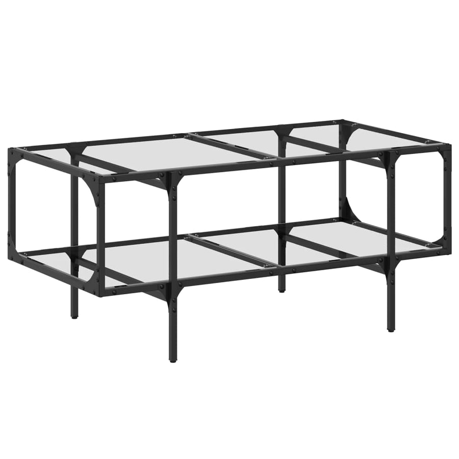 Salontafel met transparant glazen blad 98,5x50x45 cm staal