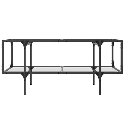 Salontafel met transparant glazen blad 98,5x50x45 cm staal